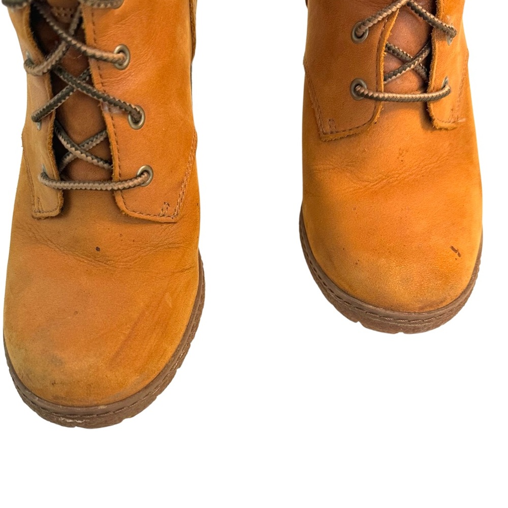 Timberland Women Glancy Ankle Bootie Lace Up Leather Color:Wheat Nubuck Size:5.5 - Picture 7 of 11